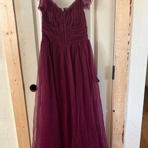 Lulu's Burgundy Tulle Formal Dress